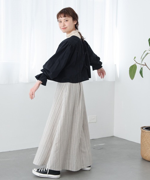 Crisp（クリスプ）の「ストライプフレアスカート（スカート・レディース・ブラック/ブラウン・FREE）」の4枚目の写真