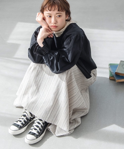 Crisp（クリスプ）の「ストライプフレアスカート（スカート・レディース・ブラック/ブラウン・FREE）」の5枚目の写真