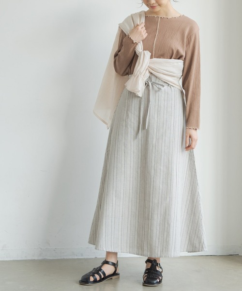 Crisp（クリスプ）の「ストライプフレアスカート（スカート・レディース・ブラック/ブラウン・FREE）」の7枚目の写真