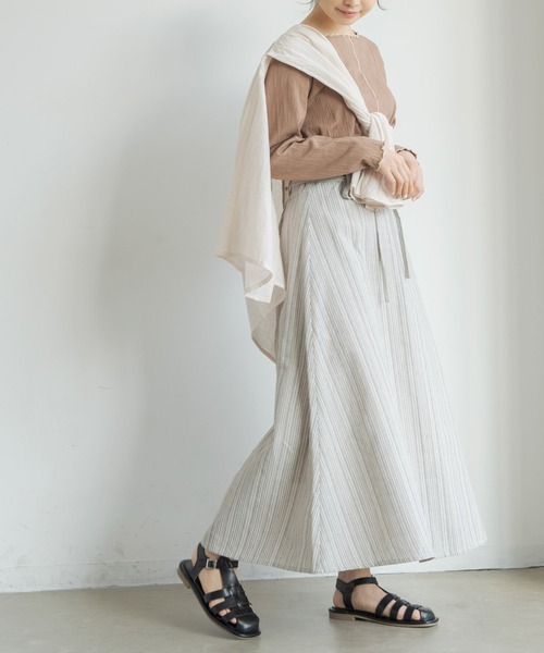 Crisp（クリスプ）の「ストライプフレアスカート（スカート・レディース・ブラック/ブラウン・FREE）」の8枚目の写真