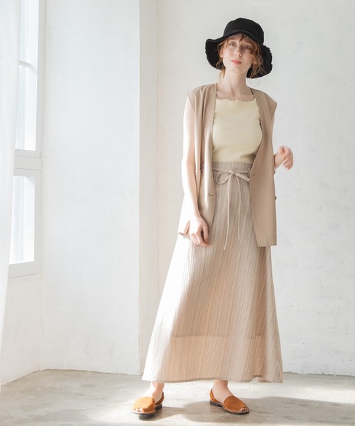 Crisp（クリスプ）の「ストライプフレアスカート（スカート・レディース・ブラック/ブラウン・FREE）」の15枚目の写真