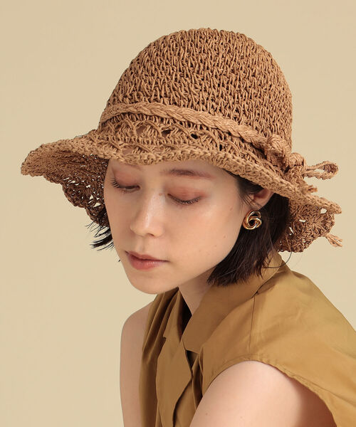 Ray BEAMS(レイビームス)の「Ray BEAMS / ペーパー ワイド ブリム ハット(ハット・レディース・ブラック/ナチュラル・ONE SIZE)」の3枚目の写真