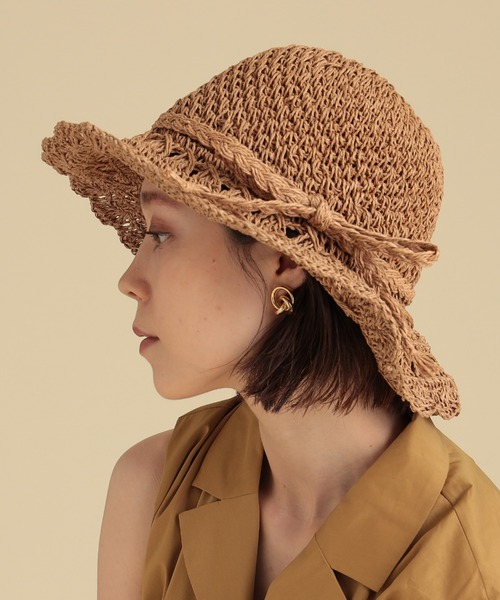 Ray BEAMS(レイビームス)の「Ray BEAMS / ペーパー ワイド ブリム ハット(ハット・レディース・ブラック/ナチュラル・ONE SIZE)」の2枚目の写真