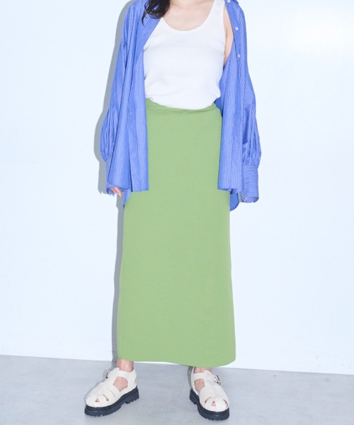 FREE'S MART（フリーズマート）の「◆前後2Way12G総針ニットタイトスカート（スカート・レディース・グリーン/オレンジ/ホワイト・FREE）」の3枚目の写真