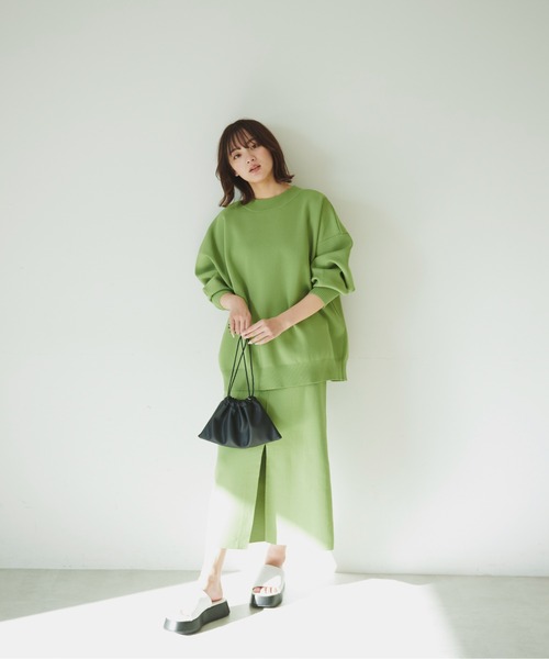 FREE'S MART（フリーズマート）の「◆前後2Way12G総針ニットタイトスカート（スカート・レディース・グリーン/オレンジ/ホワイト・FREE）」の5枚目の写真