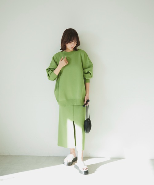 FREE'S MART（フリーズマート）の「◆前後2Way12G総針ニットタイトスカート（スカート・レディース・グリーン/オレンジ/ホワイト・FREE）」の6枚目の写真