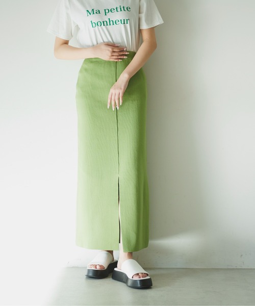 FREE'S MART（フリーズマート）の「◆前後2Way12G総針ニットタイトスカート（スカート・レディース・グリーン/オレンジ/ホワイト・FREE）」の7枚目の写真