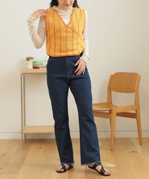 BeAMS DOT（ビームスドット）の「【WEB限定】BeAMS DOT / リバーシブル チェック コットンベスト（ベスト・レディース・オレンジ/ブラック/グリーン・FREE）」の10枚目の写真