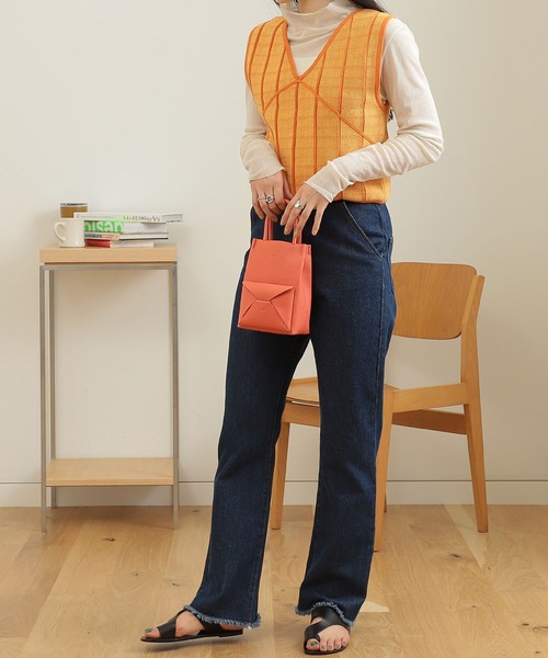 BeAMS DOT（ビームスドット）の「【WEB限定】BeAMS DOT / リバーシブル チェック コットンベスト（ベスト・レディース・オレンジ/ブラック/グリーン・FREE）」の5枚目の写真