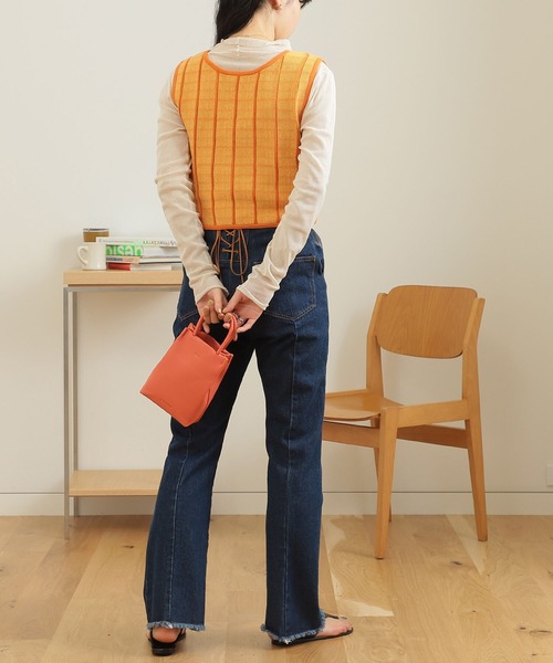 BeAMS DOT（ビームスドット）の「【WEB限定】BeAMS DOT / リバーシブル チェック コットンベスト（ベスト・レディース・オレンジ/ブラック/グリーン・FREE）」の7枚目の写真