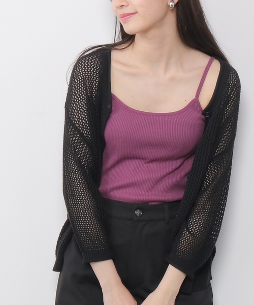 Honeys（ハニーズ）の「針抜きテレコキャミ（キャミソール・レディース・ブラック/ピンク系その他/アイボリー/モカ/ライム/パープル/グリーン/オレンジ/ブルー・M/L/S）」の8枚目の写真