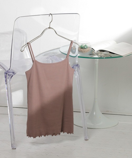 Honeys（ハニーズ）の「針抜きテレコキャミ（キャミソール・レディース・ブラック/ピンク系その他/アイボリー/モカ/ライム/パープル/グリーン/オレンジ/ブルー・M/L/S）」の12枚目の写真