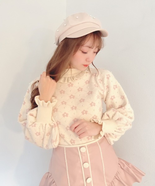 Swankiss（スワンキス）の「JF fleur JQ knit（ニット/セーター・レディース・ブラック/オフホワイト/ピンク・FREE）」の2枚目の写真