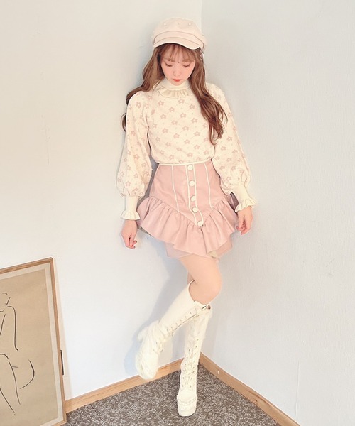 Swankiss（スワンキス）の「JF fleur JQ knit（ニット/セーター・レディース・ブラック/オフホワイト/ピンク・FREE）」の13枚目の写真