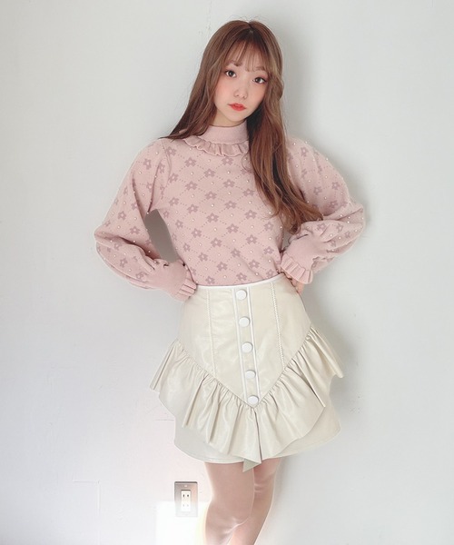 Swankiss（スワンキス）の「JF fleur JQ knit（ニット/セーター・レディース・ブラック/オフホワイト/ピンク・FREE）」の12枚目の写真
