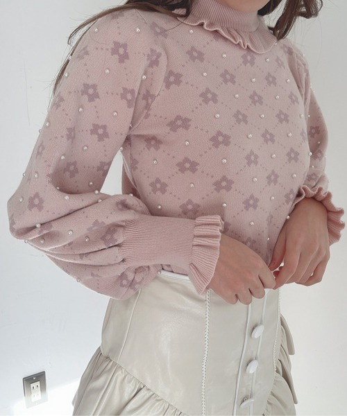 Swankiss（スワンキス）の「JF fleur JQ knit（ニット/セーター・レディース・ブラック/オフホワイト/ピンク・FREE）」の9枚目の写真