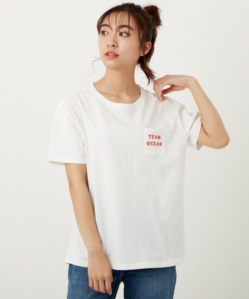 Ocean Pacific(オーシャンパシフィック)の「【OP:オーピー】レディースバックプリントTシャツ(Tシャツ/カットソー・レディース・ホワイト/ラベンダー/チャコール・MEDIUM/LARGE)」の2枚目の写真