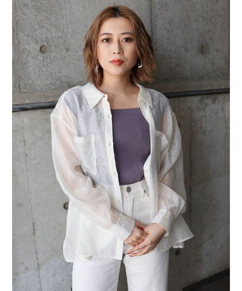 MURUA(ムルーア)の「バックオープンアシメニットタンク(タンクトップ・レディース・ホワイト/ブラック/ダークグリーン/ブルー/パープル/モカ・FREE)」の10枚目の写真