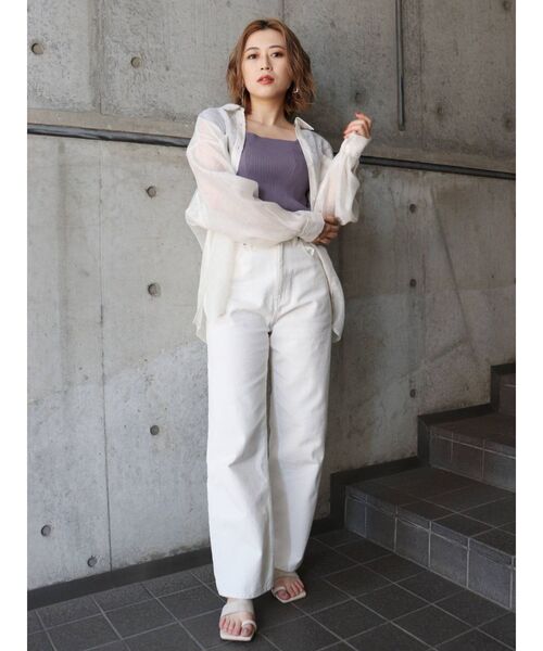 MURUA(ムルーア)の「バックオープンアシメニットタンク(タンクトップ・レディース・ホワイト/ブラック/ダークグリーン/ブルー/パープル/モカ・FREE)」の11枚目の写真