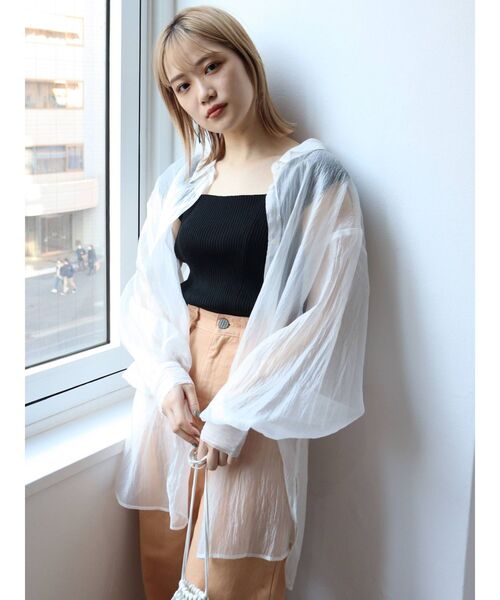 MURUA(ムルーア)の「バックオープンアシメニットタンク(タンクトップ・レディース・ホワイト/ブラック/ダークグリーン/ブルー/パープル/モカ・FREE)」の13枚目の写真