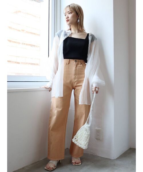 MURUA(ムルーア)の「バックオープンアシメニットタンク(タンクトップ・レディース・ホワイト/ブラック/ダークグリーン/ブルー/パープル/モカ・FREE)」の15枚目の写真