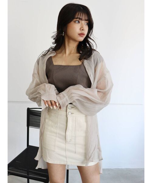 MURUA(ムルーア)の「バックオープンアシメニットタンク(タンクトップ・レディース・ホワイト/ブラック/ダークグリーン/ブルー/パープル/モカ・FREE)」の16枚目の写真