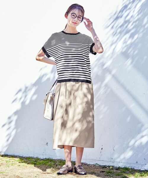 J.PRESS Ladies(J.プレス レディス)の「【洗える・イージーケア】コンフォートストレッチ ボーダー ニット(ニット/セーター・レディース・ネイビー系1/ベージュ系1・SMALL)」の3枚目の写真