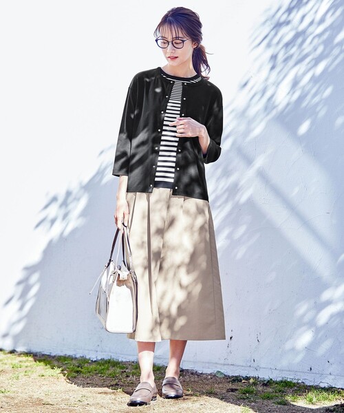 J.PRESS Ladies(J.プレス レディス)の「【洗える・イージーケア】コンフォートストレッチ ボーダー ニット(ニット/セーター・レディース・ネイビー系1/ベージュ系1・SMALL)」の4枚目の写真