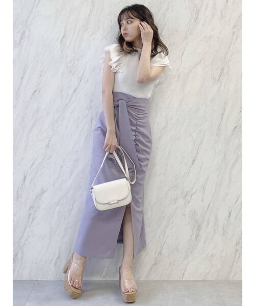 dazzlin（ダズリン）の「サイドギャザーナロースカート（スカート・レディース・グリーン/パープル/ベージュ・SMALL/MEDIUM）」の15枚目の写真