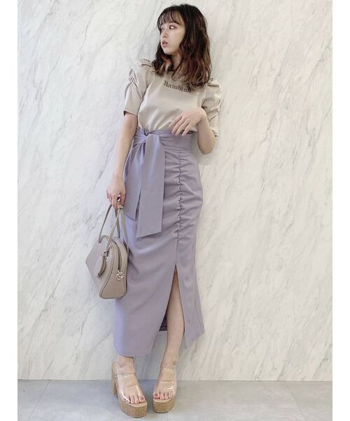 dazzlin（ダズリン）の「サイドギャザーナロースカート（スカート・レディース・グリーン/パープル/ベージュ・SMALL/MEDIUM）」の11枚目の写真