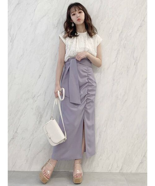 dazzlin（ダズリン）の「サイドギャザーナロースカート（スカート・レディース・グリーン/パープル/ベージュ・SMALL/MEDIUM）」の20枚目の写真