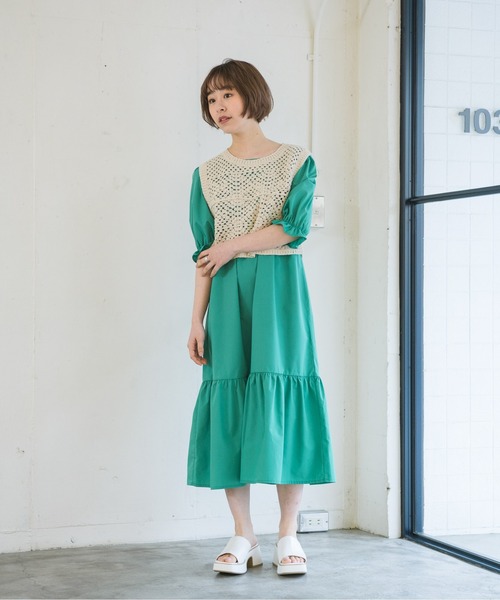 RETRO GIRL(レトロガール)の「【セットアイテム】クロシェSETワンピース(ワンピース・レディース・オフホワイト/イエロー/レッド・FREE)」の4枚目の写真