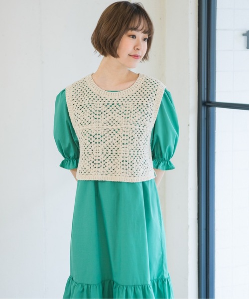 RETRO GIRL(レトロガール)の「【セットアイテム】クロシェSETワンピース(ワンピース・レディース・オフホワイト/イエロー/レッド・FREE)」の5枚目の写真