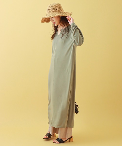 libelle more(リベル モア)の「天竺ワンピース+クリスタルプリーツパンツ セット(ワンピース・レディース・ブラック/ブラウン/ベージュ/ライトカーキ・M/L)」の16枚目の写真
