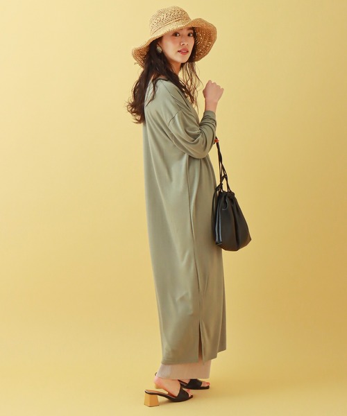 libelle more(リベル モア)の「天竺ワンピース+クリスタルプリーツパンツ セット(ワンピース・レディース・ブラック/ブラウン/ベージュ/ライトカーキ・M/L)」の17枚目の写真