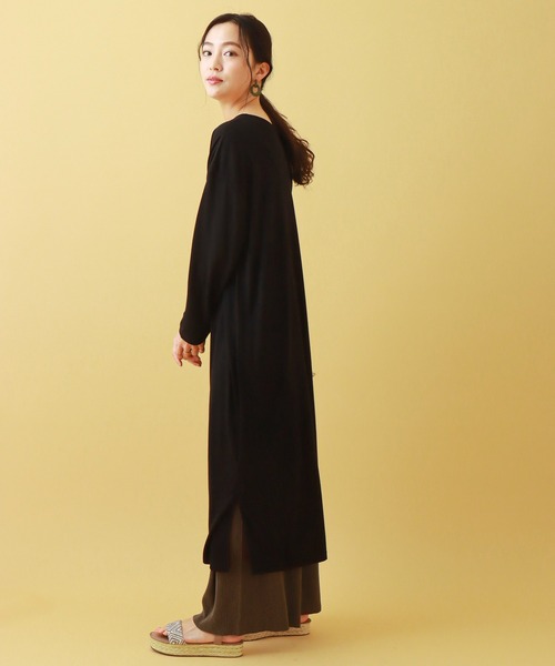 libelle more(リベル モア)の「天竺ワンピース+クリスタルプリーツパンツ セット(ワンピース・レディース・ブラック/ブラウン/ベージュ/ライトカーキ・M/L)」の6枚目の写真