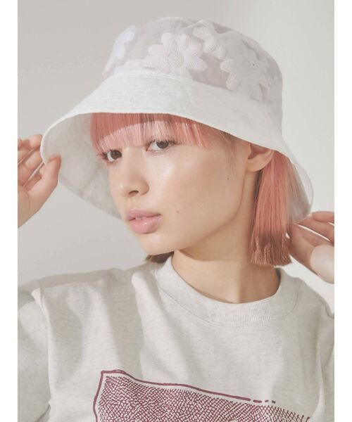 merry jenny(メリージェニー)の「flowerシアーバケットHAT(ハット・レディース・ブラック/オフホワイト・FREE)」の12枚目の写真
