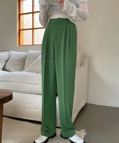 MANGROVE(マングローブ)の「ハイウエストサマーカラーパンツ(スラックス・レディース・パープル/グリーン/ブラック・LARGE/MEDIUM)」の4枚目の写真