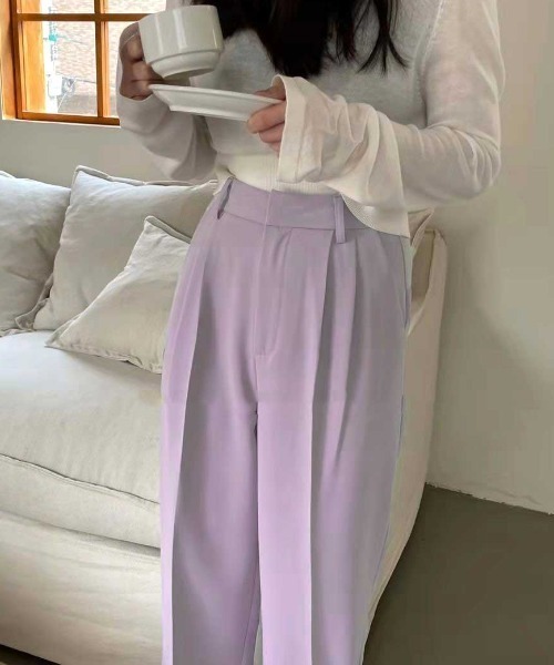 MANGROVE(マングローブ)の「ハイウエストサマーカラーパンツ(スラックス・レディース・パープル/グリーン/ブラック・LARGE/MEDIUM)」の6枚目の写真