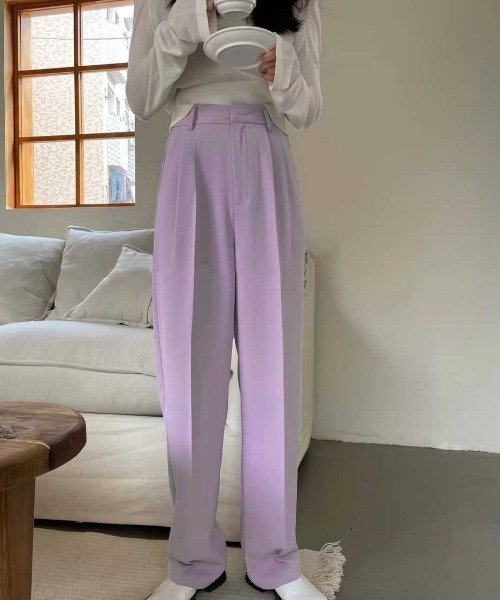 MANGROVE(マングローブ)の「ハイウエストサマーカラーパンツ(スラックス・レディース・パープル/グリーン/ブラック・LARGE/MEDIUM)」の7枚目の写真