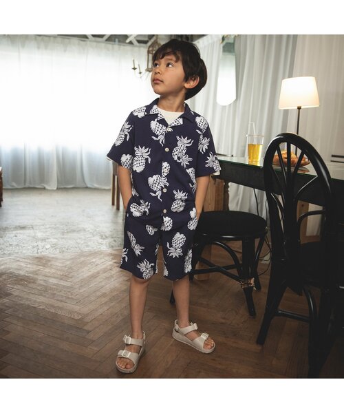 BREEZE（ブリーズ）の「アロハシャツ（シャツ/ブラウス・キッズ・ネイビー/ピンク/サックスブルー/ミント/レインボー/ベージュ・90/100/80/110/120/130/140）」の10枚目の写真