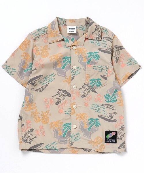 BREEZE（ブリーズ）の「アロハシャツ（シャツ/ブラウス・キッズ・ネイビー/ピンク/サックスブルー/ミント/レインボー/ベージュ・90/100/80/110/120/130/140）」の16枚目の写真