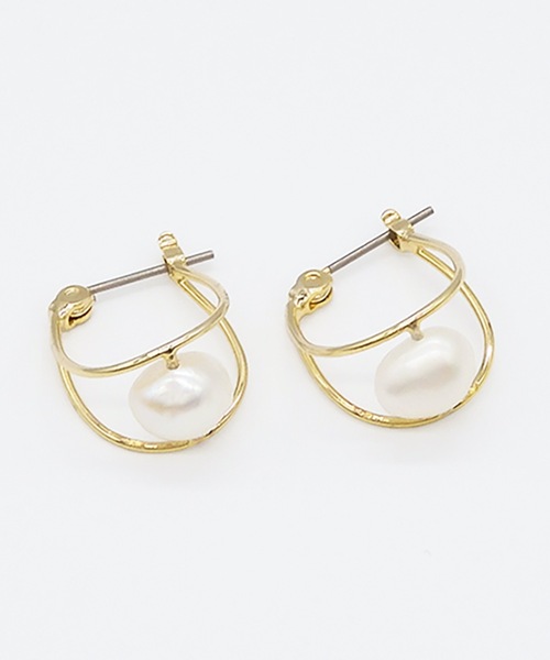 ISS（イズ）の「ISS イズ : ニッケルフリー プルーフ　淡水パールピアス（ピアス（両耳用）・レディース・ゴールド・FREE）」の2枚目の写真