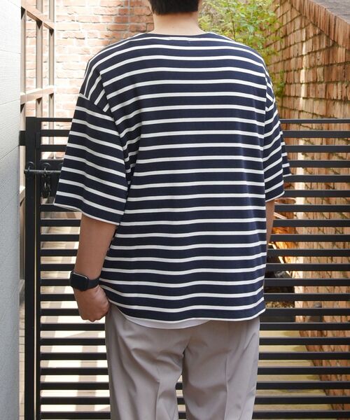 SHIPS any（シップス エニィ）の「SHIPS any: 【ユニセックス】マリンボーダー  ポンチ 半袖 Tシャツ◇（Tシャツ/カットソー・メンズ・ライトブルー/ネイビー/ブラウン/オフホワイト・SMALL/MEDIUM/LARGE/X-LARGE）」の22枚目の写真