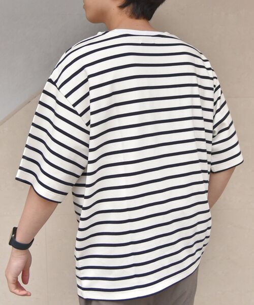 SHIPS any（シップス エニィ）の「SHIPS any: 【ユニセックス】マリンボーダー  ポンチ 半袖 Tシャツ◇（Tシャツ/カットソー・メンズ・ライトブルー/ネイビー/ブラウン/オフホワイト・SMALL/MEDIUM/LARGE/X-LARGE）」の9枚目の写真