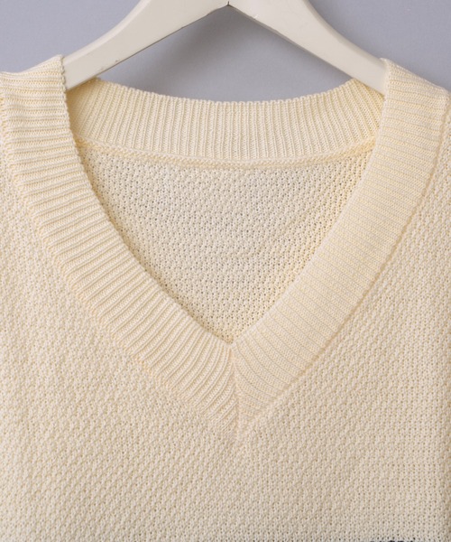 Revo.（レボ）の「Revo. パネルボーダー Vネック ルーズニットベスト（ベスト・メンズ・ブルー/ネイビー/オフホワイト・2/1）」の15枚目の写真