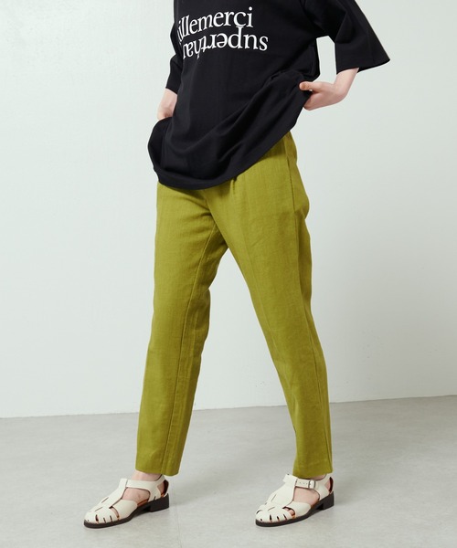 Lui's（ルイス）の「麻混ワイドテーパードパンツ（スラックス・レディース・ブラック/ライム/キナリ・FREE）」の3枚目の写真