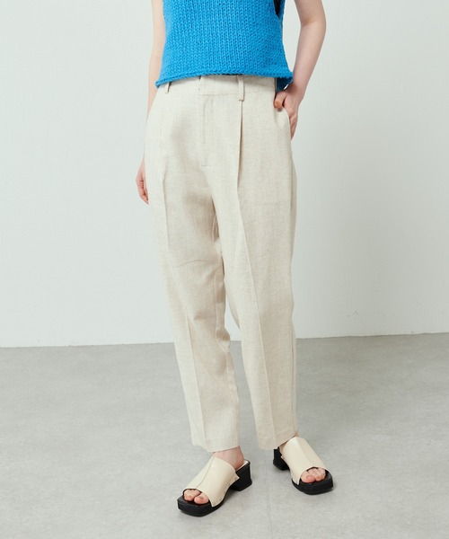 Lui's（ルイス）の「麻混ワイドテーパードパンツ（スラックス・レディース・ブラック/ライム/キナリ・FREE）」の2枚目の写真