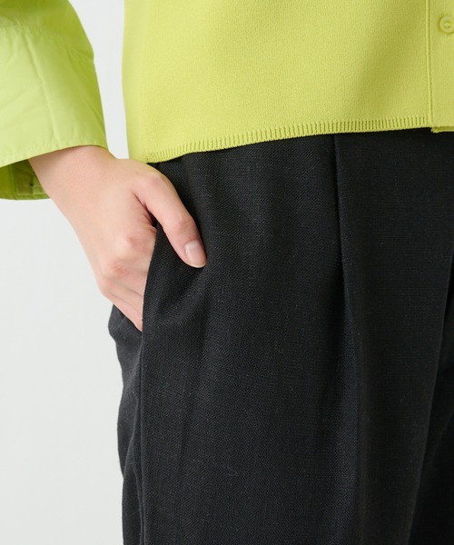 Lui's（ルイス）の「麻混ワイドテーパードパンツ（スラックス・レディース・ブラック/ライム/キナリ・FREE）」の4枚目の写真