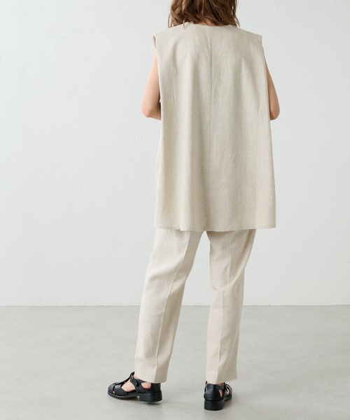 Lui's（ルイス）の「麻混ワイドテーパードパンツ（スラックス・レディース・ブラック/ライム/キナリ・FREE）」の7枚目の写真